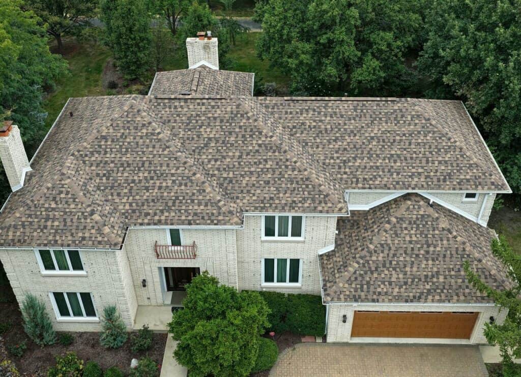Finished Proliance roof replacement on a brick home in Oak Brook, IL